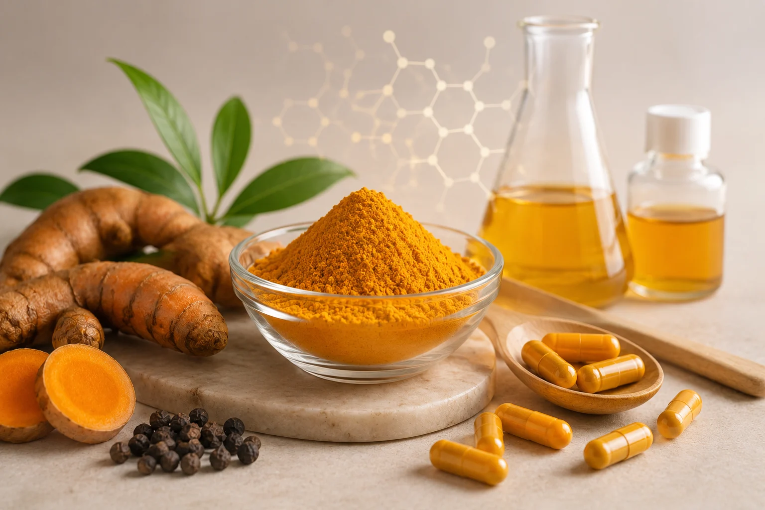 Organic ginger and turmeric roots